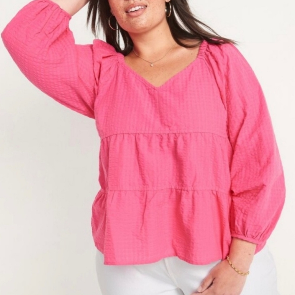 OLD NAVY Pink Tiered Gauzy Top
